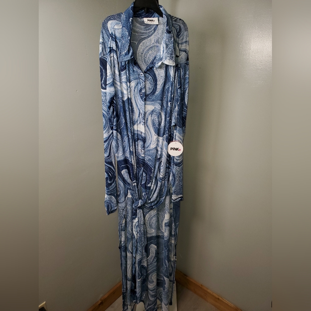 PINK DOT Blue and White Swirl Dress